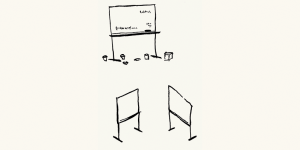 Illustration of three whiteboards