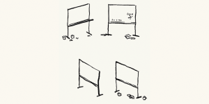 Illustration of four whiteboards