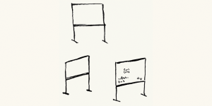 Illustration of three whiteboards