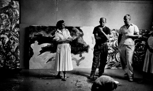 Lee Krasner and Jackson Pollock in Pollock’s East Hamptons studio.