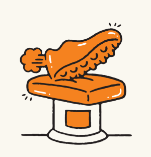cartoon of a shoe on a pedestal