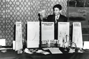Leon Cooper with his Science Talent Search project in 1947.