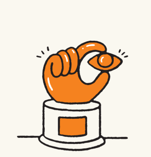 cartoon of a hand holding an eye